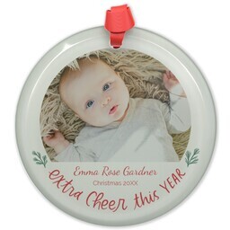 Circle Acrylic Ornament with Extra Cheer design