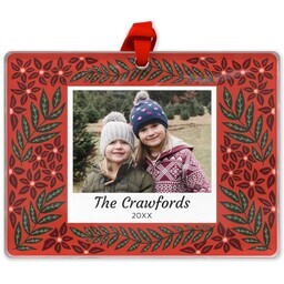Rectangle Acrylic Photo Ornament with Folk Greenery design
