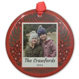 Circle Acrylic Ornament with Folk Greenery design