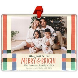 Rectangle Acrylic Photo Ornament with Photo Strip Plaid design