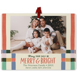 Photo Double-Sided Ornament with Photo Strip Plaid design