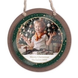 Wood & Acrylic Round Ornament with Sparkling design