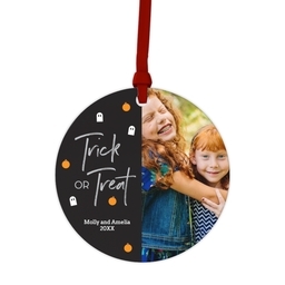 Ceramic Round Photo Ornament with Tiny Pumpkins design