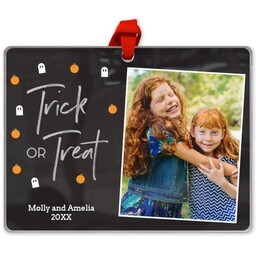 Rectangle Acrylic Photo Ornament with Tiny Pumpkins design