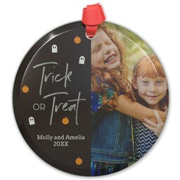 Circle Acrylic Ornament with Tiny Pumpkins design
