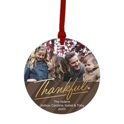 Ceramic Round Photo Ornament with Very Thankful design