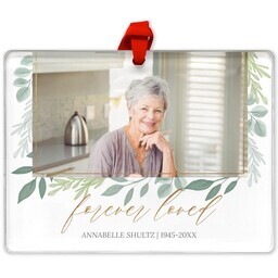 Rectangle Acrylic Photo Ornament with Always in our Hearts design