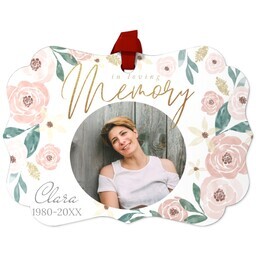 Personalized Metal Ornament - Scalloped with Bordered Botanicals design