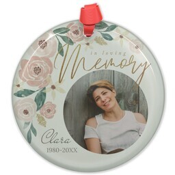 Circle Acrylic Ornament with Bordered Botanicals design