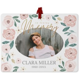 Photo Double-Sided Ornament with Bordered Botanicals design