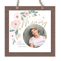 Wood & Acrylic Square Ornament with Bordered Botanicals design