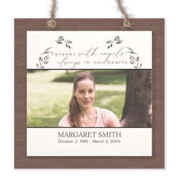 Wood & Acrylic Square Ornament with Celebration of Life design