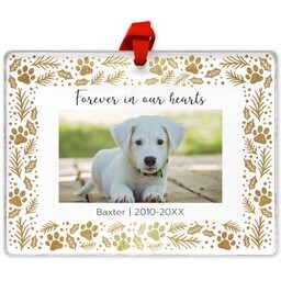 Rectangle Acrylic Photo Ornament with Feastive Paw design