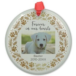 Circle Acrylic Ornament with Feastive Paw design