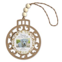 Beaded Wood & Acrylic Ornament with Feastive Paw design