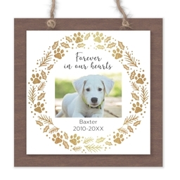 Wood & Acrylic Square Ornament with Feastive Paw design