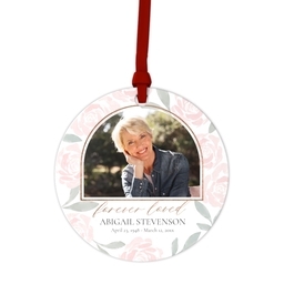 Ceramic Round Photo Ornament with Gentle Blooms design