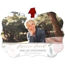 Personalized Metal Ornament - Scalloped with Gentle Blooms design