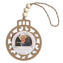 Beaded Wood & Acrylic Ornament with Gentle Blooms design