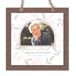 Wood & Acrylic Square Ornament with Gentle Blooms design