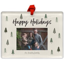 Rectangle Acrylic Photo Ornament with Happy Trees design