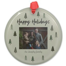 Circle Acrylic Ornament with Happy Trees design