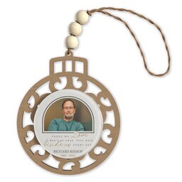 Beaded Wood & Acrylic Ornament with In Our Hearts design