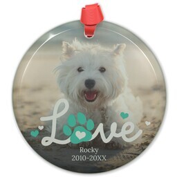 Circle Acrylic Ornament with Love Paw Blue design