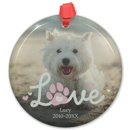 Circle Acrylic Ornament with Love Paw Pink design