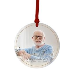 Ceramic Round Photo Ornament with Loving Script design
