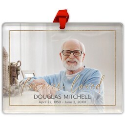 Rectangle Acrylic Photo Ornament with Loving Script design