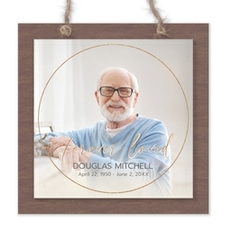 Wood & Acrylic Square Ornament with Loving Script design