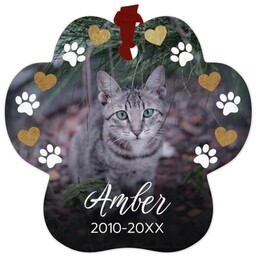 Paw Metal Ornament with Paws and Hearts design