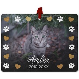 Photo Double-Sided Ornament with Paws and Hearts design