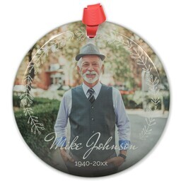 Circle Acrylic Ornament with Wreathed Archway design