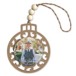 Beaded Wood & Acrylic Ornament with Wreathed Archway design