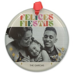 Circle Acrylic Ornament with Merry Bright & Feliz design
