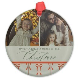 Circle Acrylic Ornament with Present Cheer design