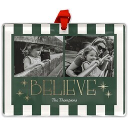 Rectangle Acrylic Photo Ornament with Present Cheerfulness design