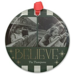 Circle Acrylic Ornament with Present Cheerfulness design
