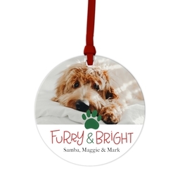 Ceramic Round Photo Ornament with Furry and Bright design
