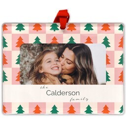 Rectangle Acrylic Photo Ornament with Checkers & Bows design
