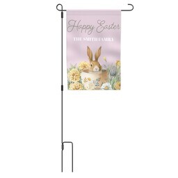 Garden Flag with Metal Stake with Happy Easter Bunny design