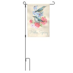 Garden Flag with Metal Stake with Spring Birds design