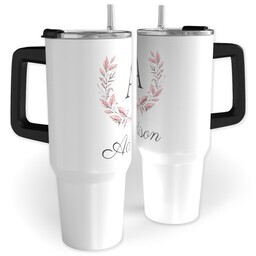 40oz Travel Tumbler with Floral Monogram design