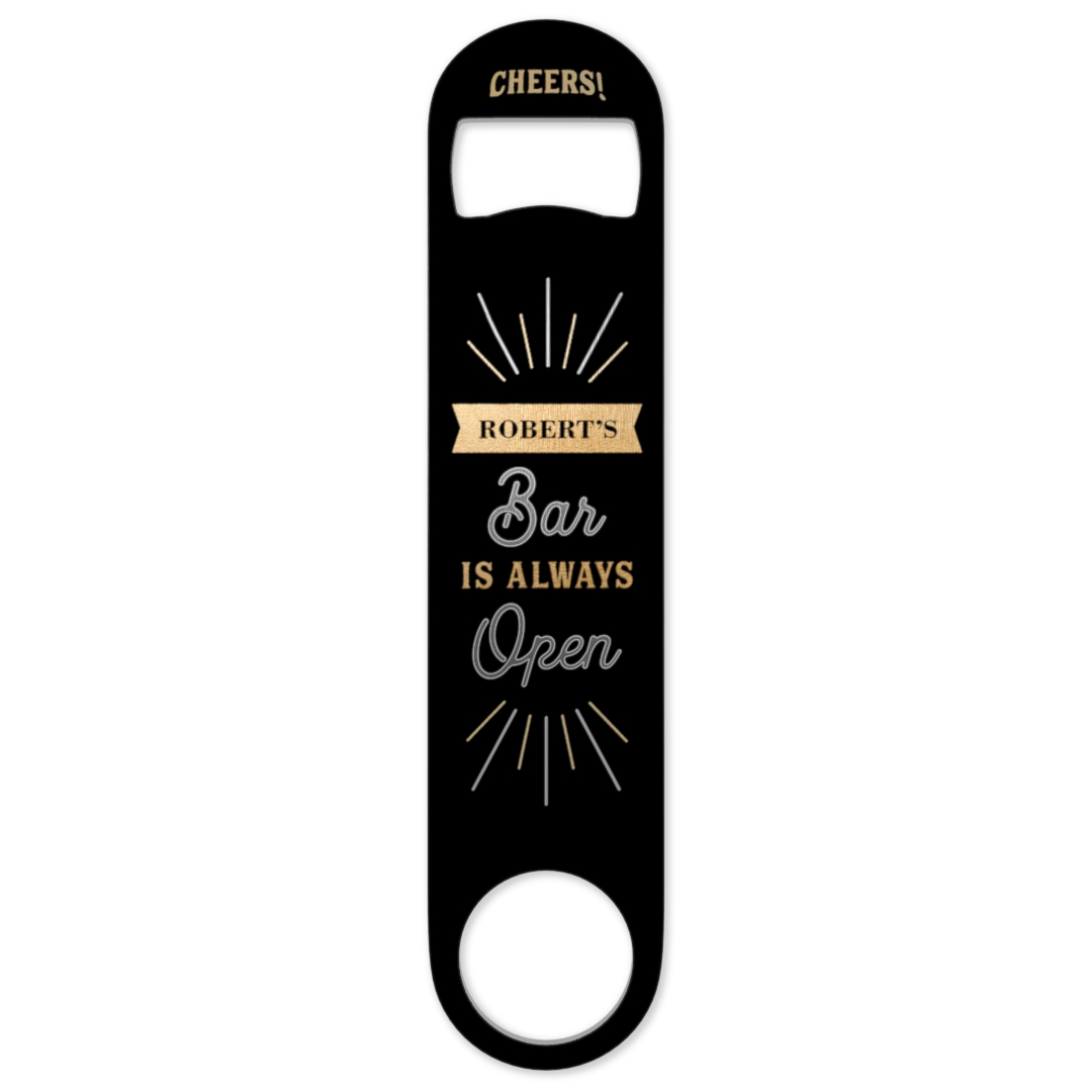 Custom Flat Bottle Opener – stainless steel bar tool for bartenders