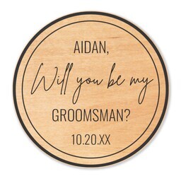 Magnetic Wooden Bottle Opener with Be My Groomsman design