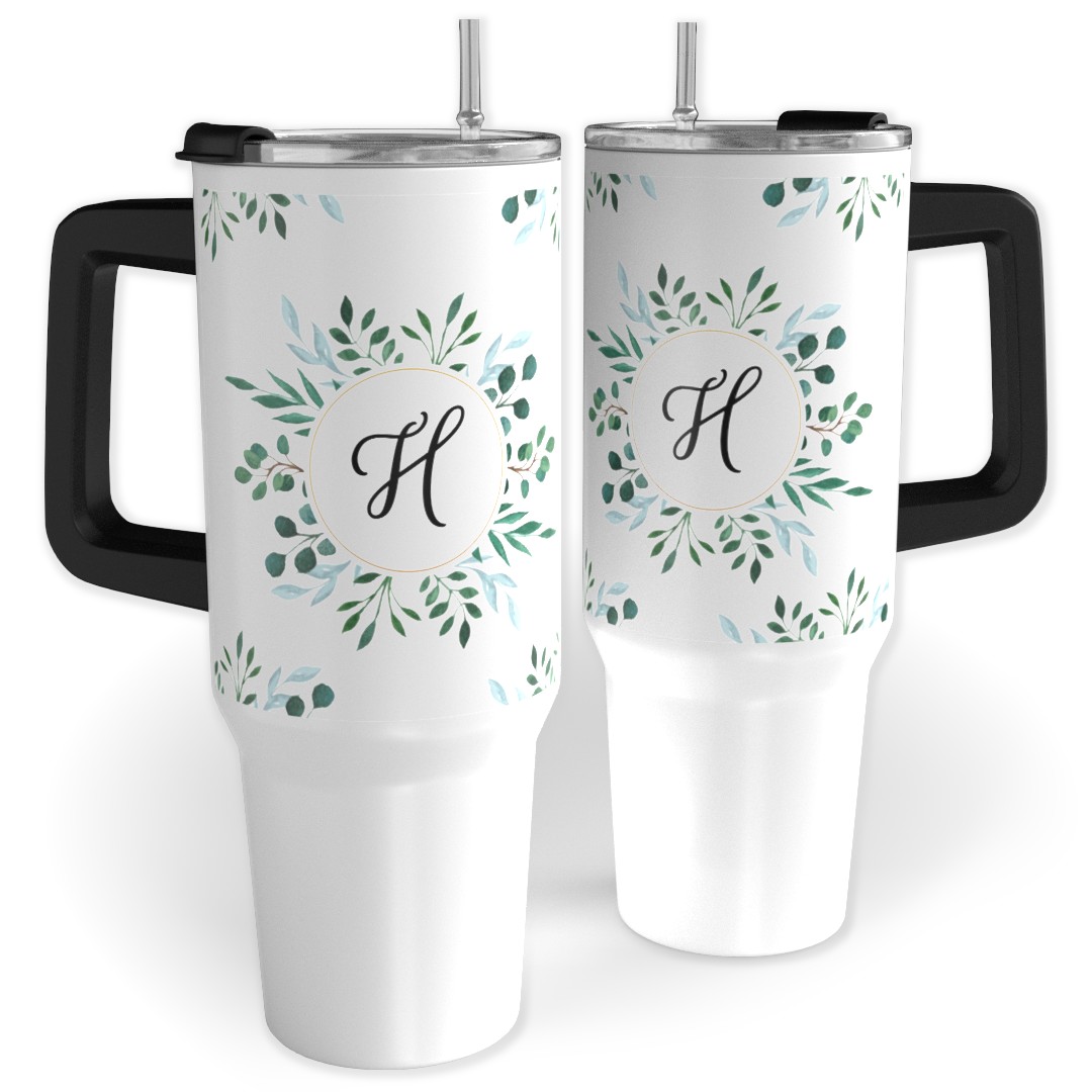 40oz custom travel tumbler with monogram, a trending back to college gift.
