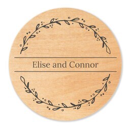 Magnetic Wooden Bottle Opener with Botanical Wreath design