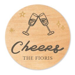 Magnetic Wooden Bottle Opener with Cheers Doodle design